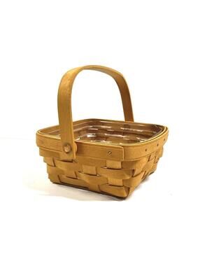 Longaberger 1998 Small Berry Basket Handwoven w/ Liner ~ 6” x 6” x 3” Vintage